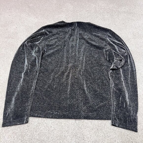 New York & Company Blouse Black Shimmer Button Up Long Sleeve Size XL NWT - Picture 8 of 10